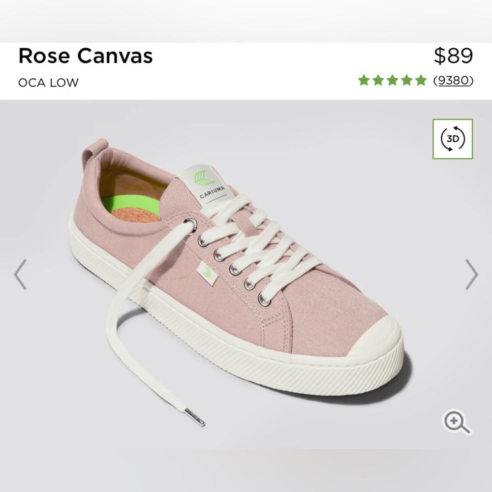 Cariuma Women’s OCA Low Rose Canvas Sneaker.